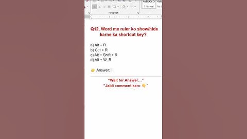 MS Word Shortcut Key Quiz 🔥 | Ruler Show/Hide Shortcut | Comment Your Answer 👇