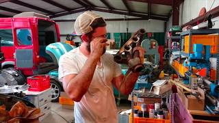 Ford 302 cu in exhaust on a 351 cu in engine (I use the lathe) | Vlog7