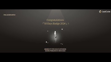 "50 Days Badge 2024" on LeetCode,