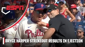 Phillies manager tossed after Bryce Harper argues strike-3 call | MLB on ESPN