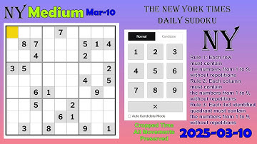 The New York Times Daily Sudoku 2025-03-10 Medium