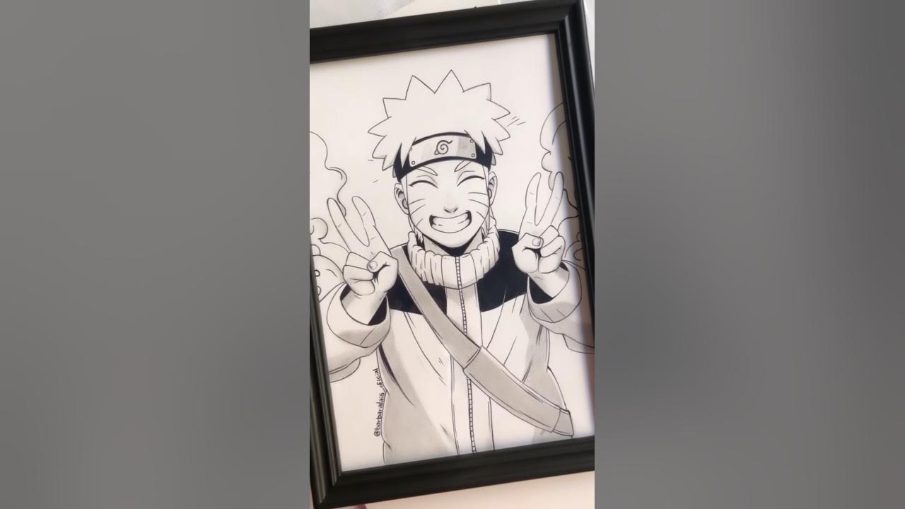 Quadro Anime Naruto Shippuden Desenho feito a mão (acompanha moldura)