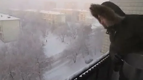 Boiling water freezes instantly in Siberia's -41C weather
