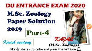 DU M.Sc. Zoology entrance exam paper solution 2019 |Part 4