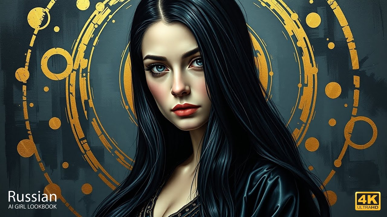 4K AI Art Lookbook｜Mysterious Beauty in Dark Gown with Gold Accents