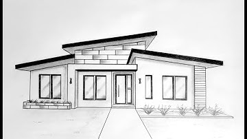 How to draw a simple house in one point perspective