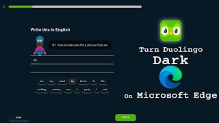 how to turn on dark mode for duolingo website in microsoft edge browser