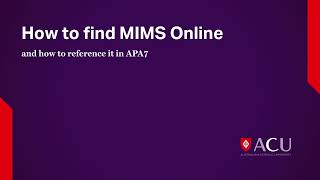How To Find And Reference Mims Online