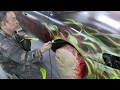 【カスタムペイント】How to paint like a Flames / Fire flame pattern with candy paint !