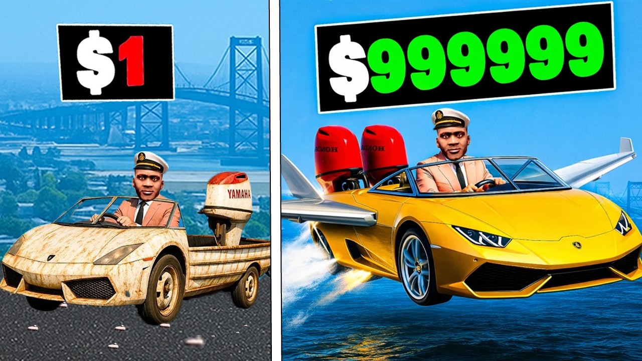 $1 to $1,000,000,000 WATER CAR in GTA 5! l VarunOP