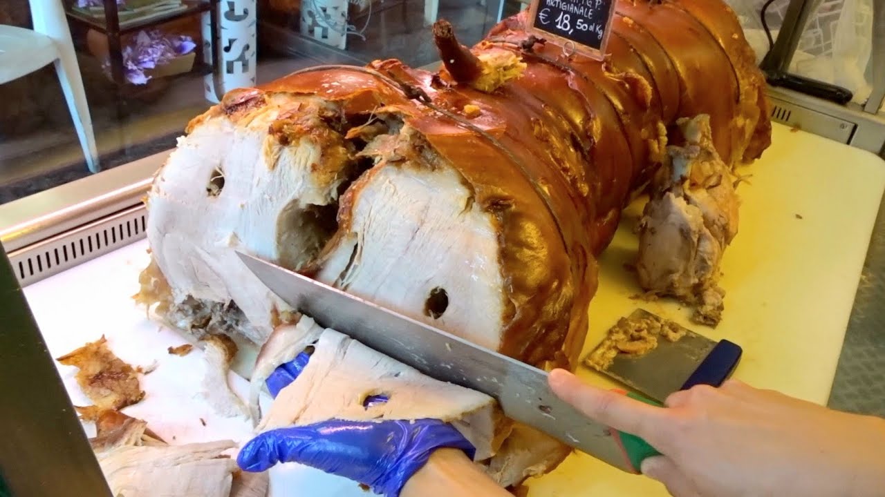 Ecco la Spettacolare Porchetta di Ariccia #iscriviti @Roma food Street Food