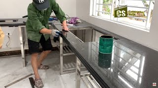 Techniques Install KitchenGranite On Stainles Steel Frame  - Complete Cooking Table