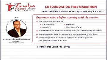 CA Foundation Marathon | Paper 3 | Business Mathematics and Logical Reasoning & Statistics | Part 1