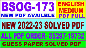 bsog 173 solved assignment 2022-23 / bsog 173 solved assignment in English / ignou bag bsog 173