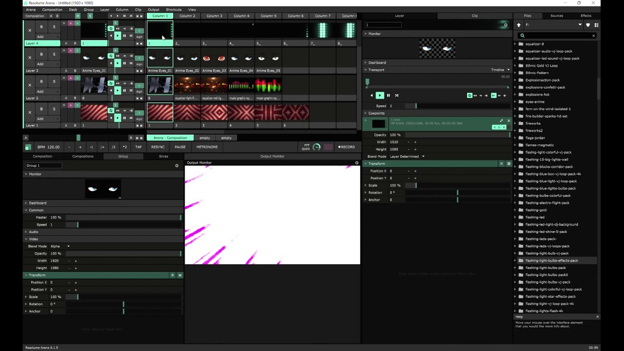 resolume 5 how to change panel layout