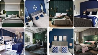 Navy and sea green color bedroom decor design ideas/Beautifull Bedroom decor ideas