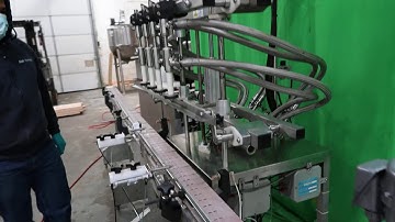 Inline Filling Systems 4 Spout Overflow Straight Line Liquid Filler, Stainless Steel 8445D
