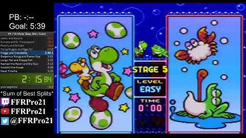 SNES - Tetris Attack - VS Mode Speedrun (Easy, BALL Code) - 2:22 IGT (5:21 RTA)