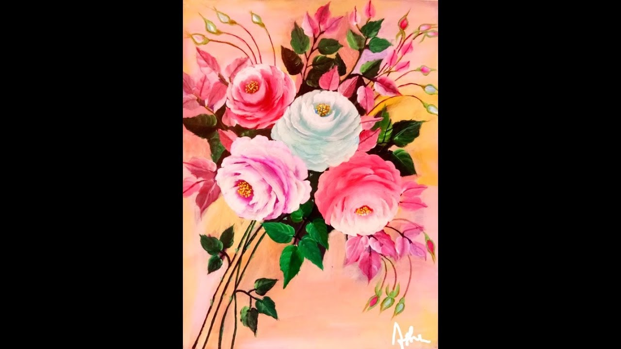 Easy pink Rose one stroke painting ideas for Beginners ... Easy pink Rose one stroke painting ideas for Beginners ...
