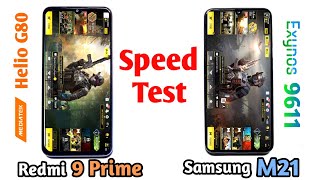 Redmi 9 Prime Vs Samsung Galaxy M21 - Speed Test | MediaTek Helio G80 vs Exynos 9611