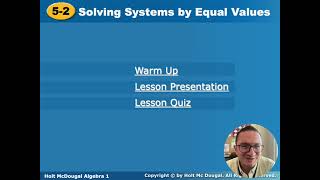 Solving System of linear equations using Equal Values Method (substitution) - Introductory video