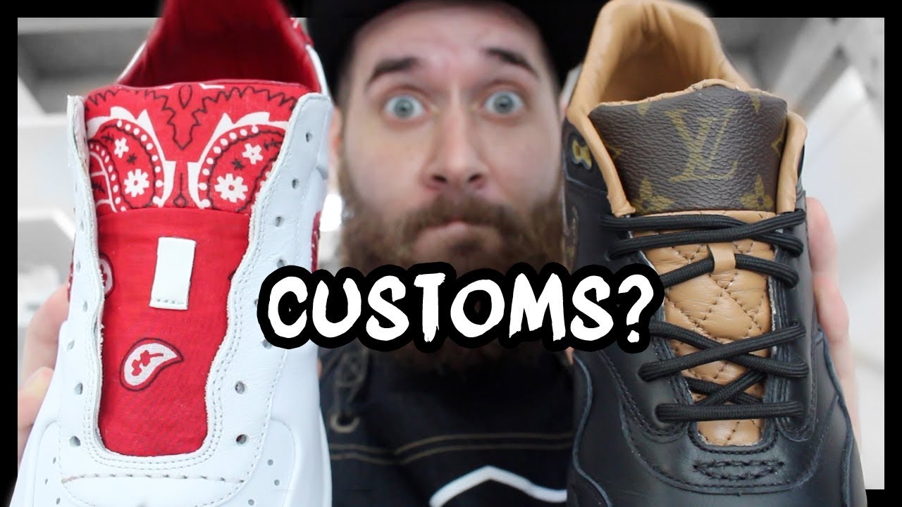 CUSTOM RED BANDANA NIKE AIR FORCE 1 AND LOUIS VUITTON AIR MAX 1! (Q&A) - YouTube