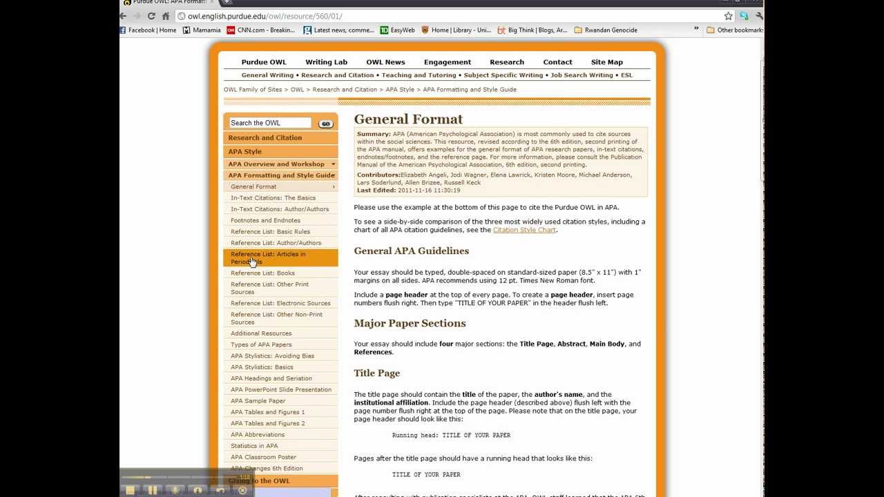 APA Formatting - "Owl at Purdue" Webpage Introduction.mp4 ...