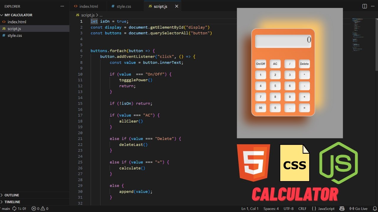 Calculator App Using HTML CSS & JavaScript | Beginner Project Tutorial (2026)