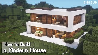 Minecraft: How To Build a Starter Modern House Tutorial(Relaxing Video) (#11) | 마인크래프트 건축, 모던하우스