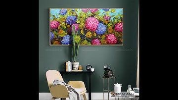 Tranh treo tường canvas bức cẩm tú cầu 1m2 giá rẻ