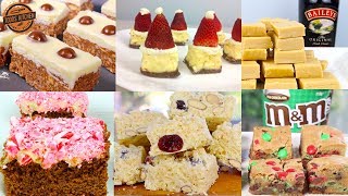 7 Top Christmas Slice Recipes | M&M, Malteser, Santa Hat, White Chocolate, Candy Cane, Baileys