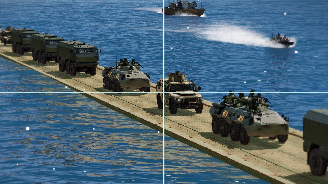 Ukraine Attacks Russian Convoy Just Crossing Pontoon Bridge at Frozen Sea by Missiles