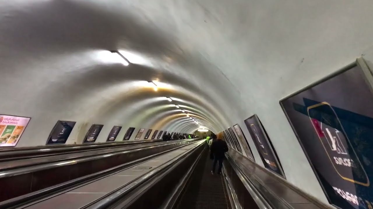 Escalator at Rustaveli, the deepest in the Tbilisi Metro