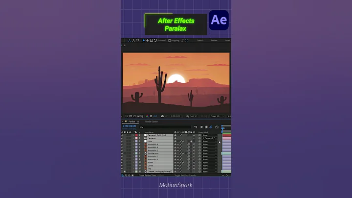 Camera 3D   Parallax  Landscape Animation in After Effects Tutorials.#tutorial
