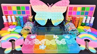 Butterfly Rainbow Slime Mixing Random Cute, shiny things into slime #ASMR   #slimevideos #슬라임