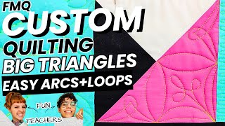 How to custom free motion quilt triangles: easy modern beginner design! Arcs + Loops GARDEN GATE
