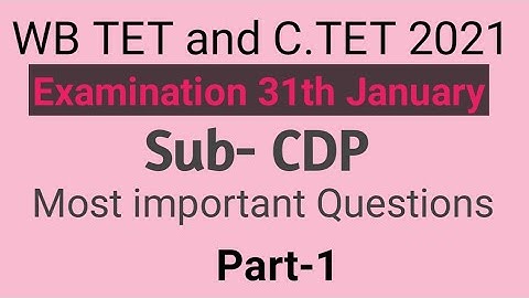 Most important questions of CDP for WB primary TET & C TET part-1 by Taufique Ansari
