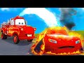 Burnt out lightning mcqueen is on fire mater saves lightning mcqueen from the fire world pixar car