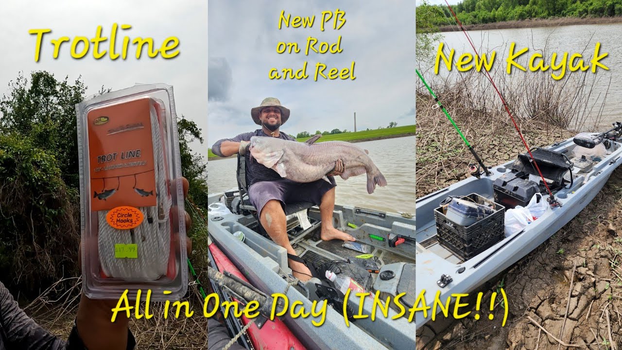 How to Set Trotline With Kayak + Unsuspected MONSTER CATFISH on rod&reel