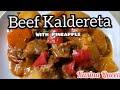 #kaldereta BEEF KALDERETA WITH PINEAPPLE (My own recipe na patok sa aking handaan)