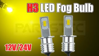 H3 LEDフォグバルブ　3570SMD CSPチップ 【12V/24V対応】　イエロー
