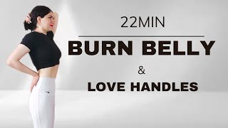 BURN BELLY FAT & LOVE HANDLES | 22 MIN STANDING ABS WORKOUT for SMALL WAIST & FLAT BELLY?NO JUMPING?