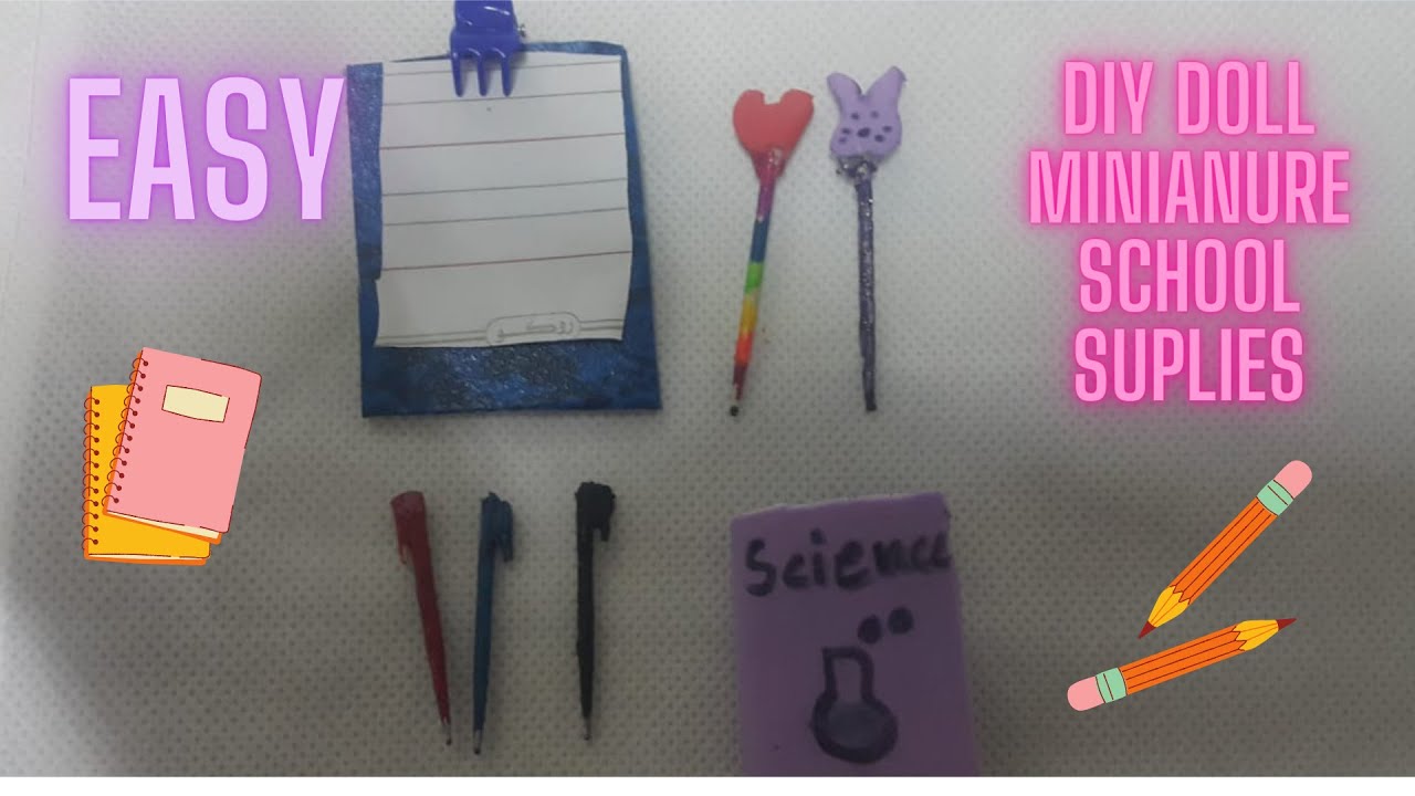 Diy doll miniature school supplies (very easy) YouTube