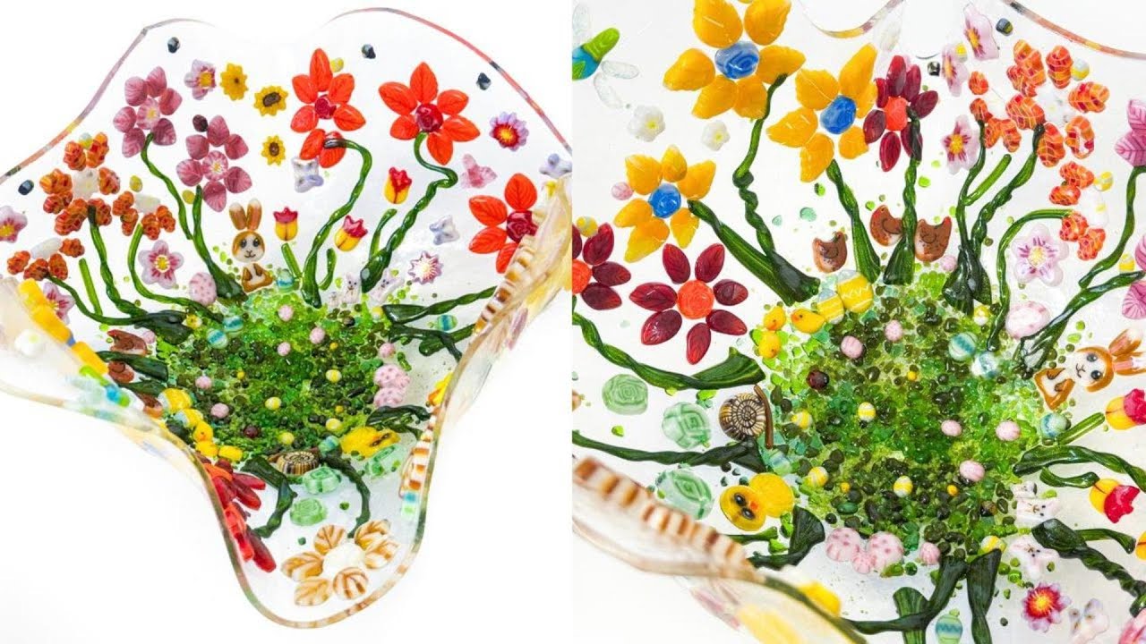 Чаша для поиска пасхальных яиц из плавленого стекла