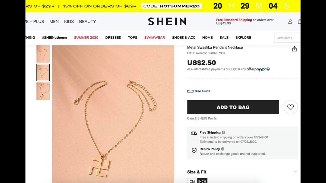 Shein slammed for selling swastika necklace, claims it's not Nazi ...