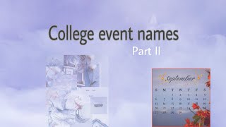 College Event Names Part II