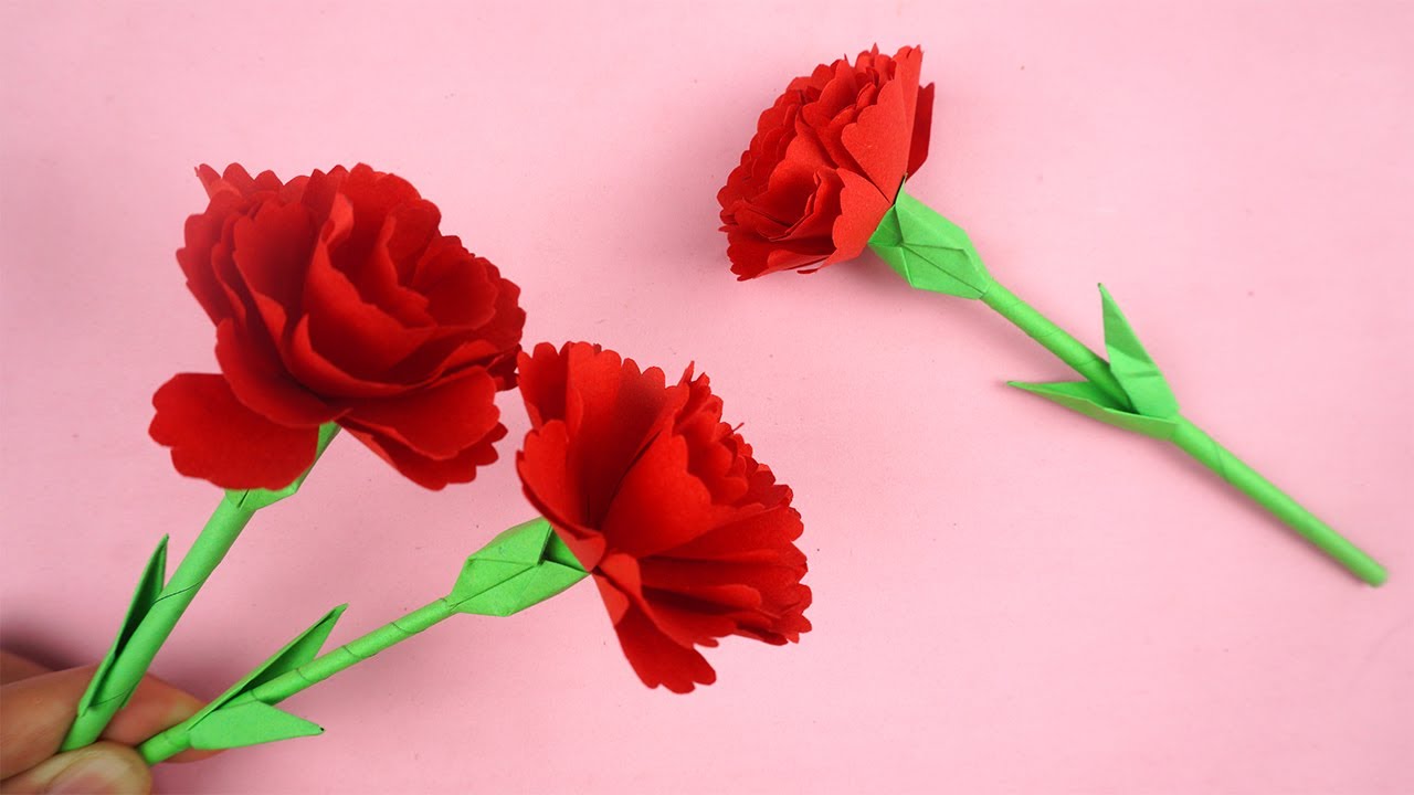 母の日 折り紙】折り紙 カーネーション / 折り紙 簡単 - YouTube