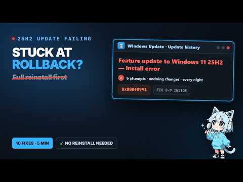 Windows 11 25H2 Update Failed? Fix Install Errors & Rollback Loops (10 Fixes)
