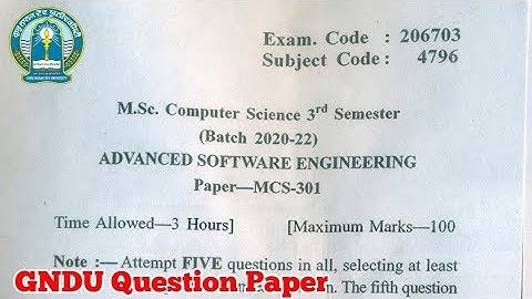 Gndu Msc Computer Science 3rd Semester Advanced Software Engineering Question Paper