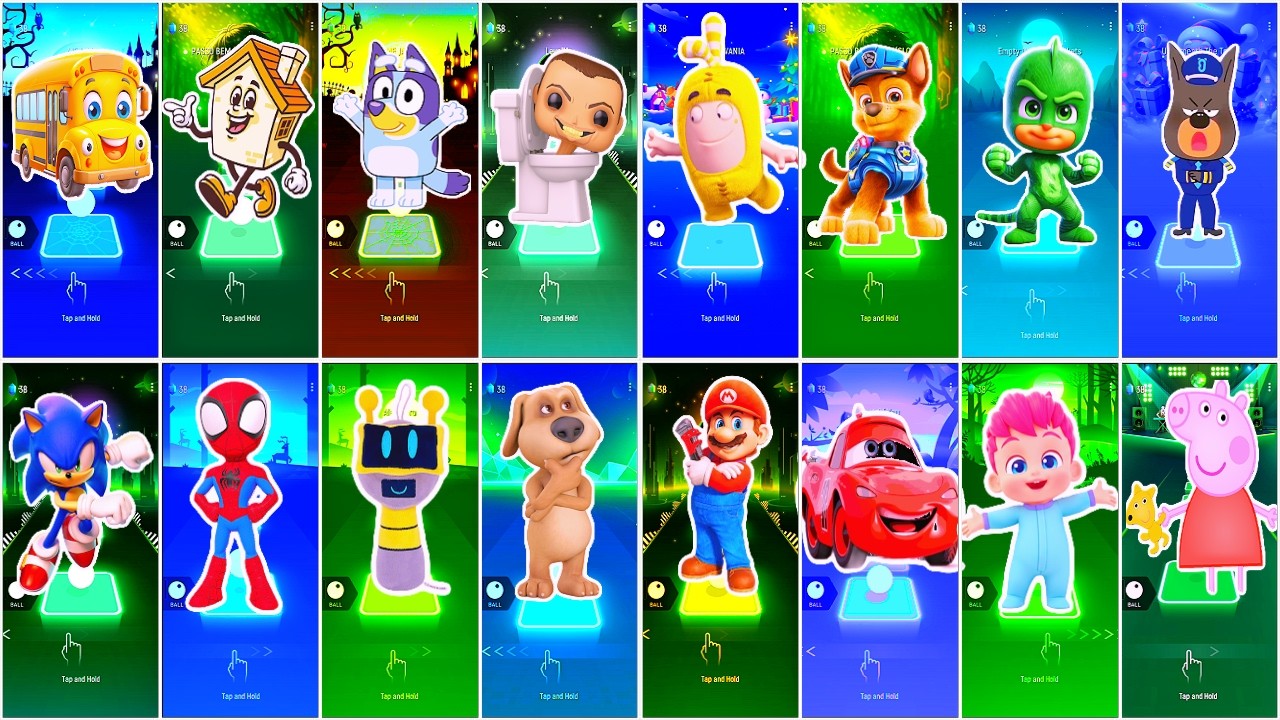 BUS EATER 🆚 EXTRA SLIDE 🆚 SKIBIDI TOILET 🆚 HOUSE HEAD 🆚 ODDBODS | Tiles Hop EDM Rush!